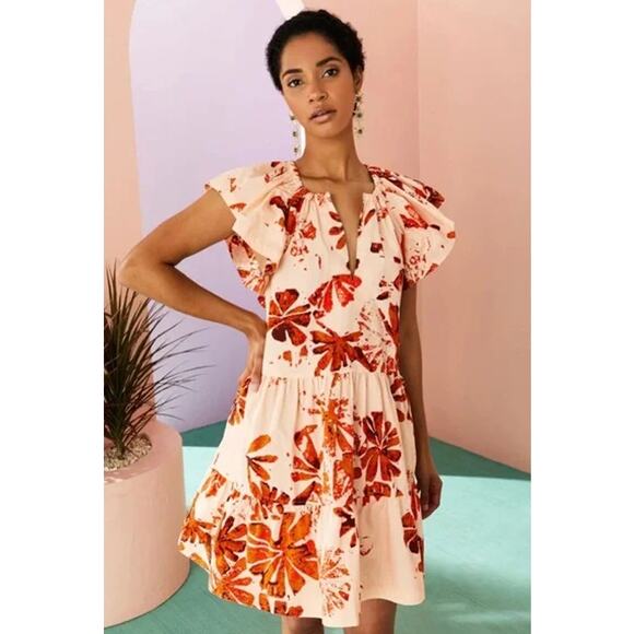 Marie Oliver Kara Aloha Poplin Mini Dress Multicolor Size Medium - Picture 1 of 11